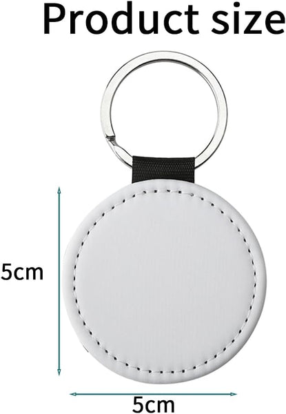 Personalised photo text logo printed round PU leather keyring. Ideal Gift. Gold