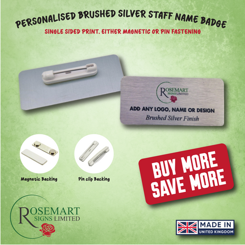 Personalised Brushed Silver Staff Name Badges