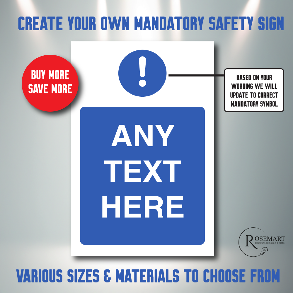 Create your own Portrait mandatory safety sign. Any symbol or text