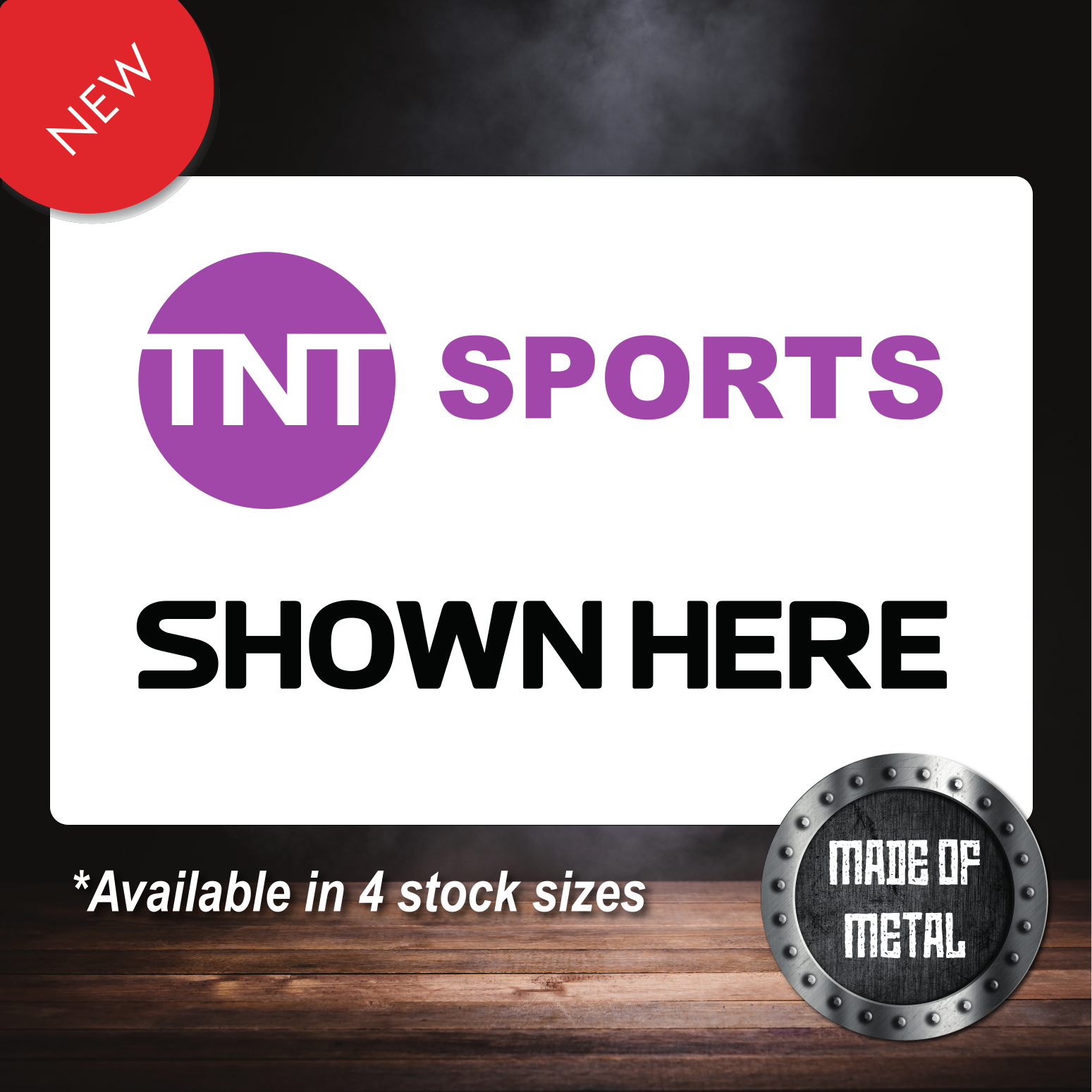 TNT sports shown here home bar metal Sign. Can be personalised