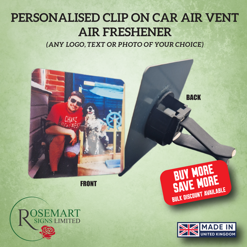 Personalised photo text logo printed car air clip on vent car air freshener