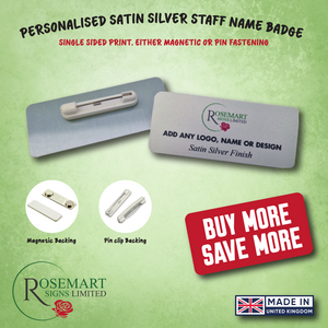 Personalised Satin Silver Staff Name Badges