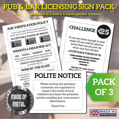 Pub and bar licensing sign pack