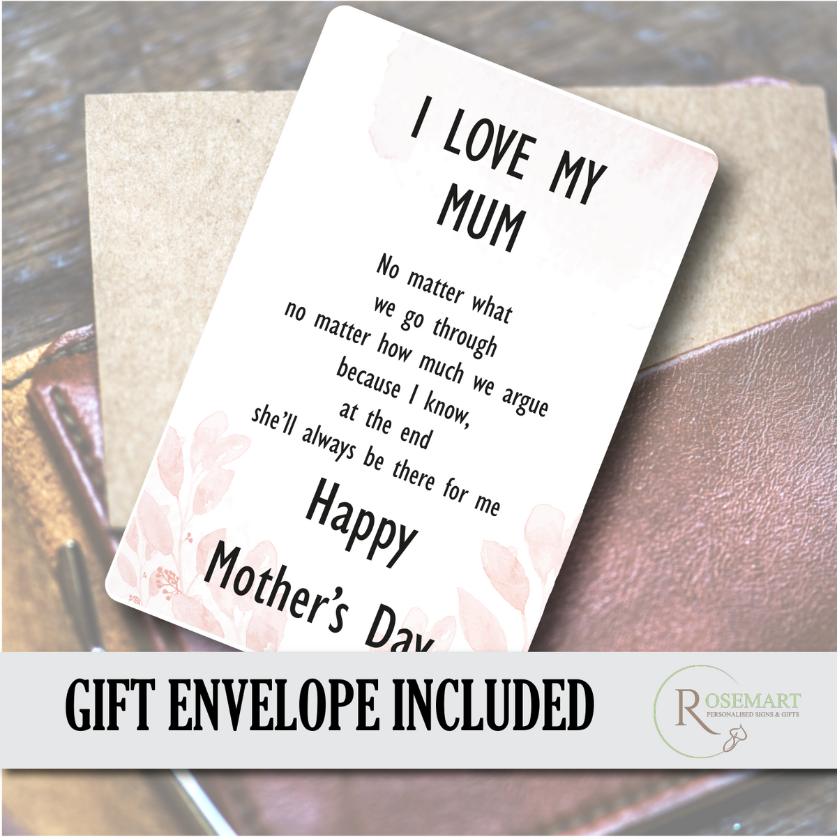 i love my mum keepsake metal wallet card – Rosemart signs Limited