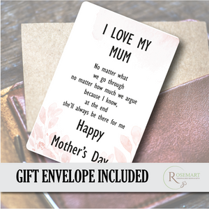 i love my mum keepsake metal wallet card