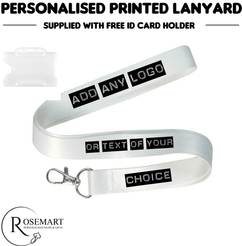 Personalised printed lanyard. 86cm long with free id card holder