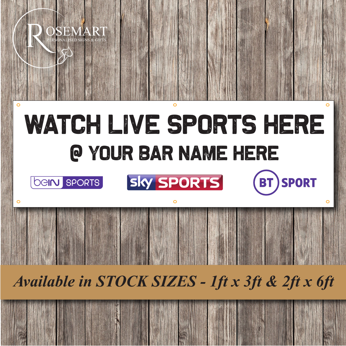 Personalised Watch live sports here PVC vinyl banner