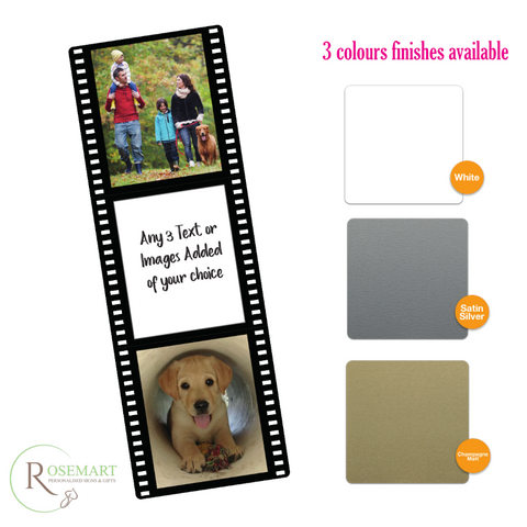 Personalised Photo text printed Filmstrip Metal Bookmark