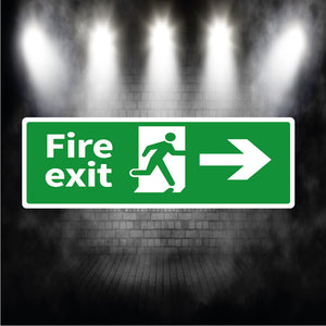 Fire exit sign arrow right metal sign plaque