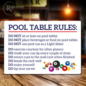Pool table rules metal sign. Can be personalised – Rosemart signs Limited