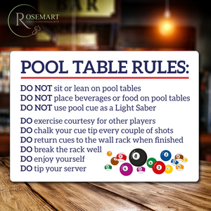 Pool table rules metal sign. Can be personalised