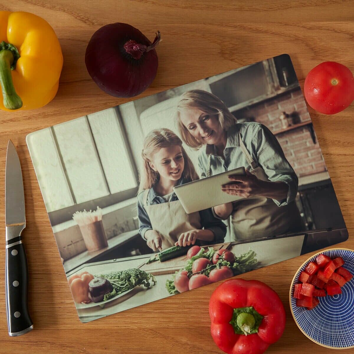 Personalised Glass Chopping Board Any Photo text Personalised Kitchen ...